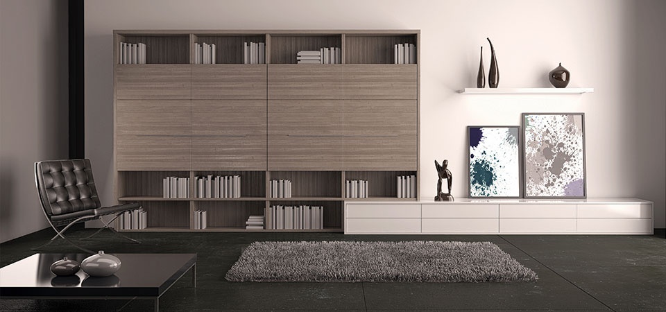 Stylish interior with a large bookcase
