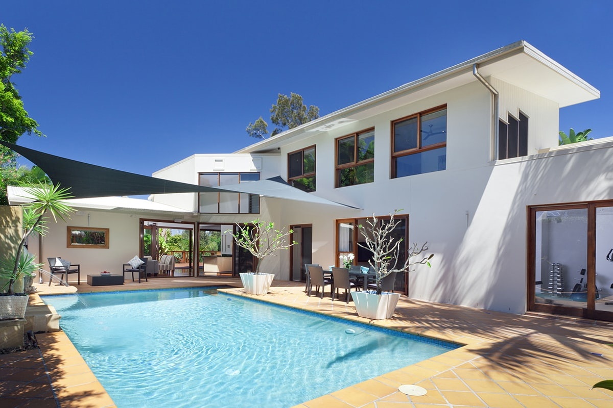 Modern building with an outside pool